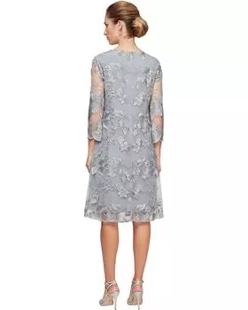 Платье Alex Evenings Short Embroidered Elongated Mock Jacket Dress, цвет Dove