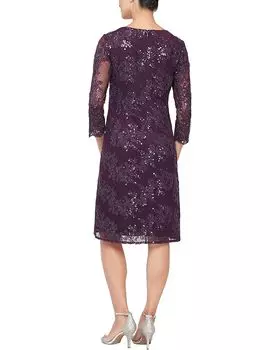 Платье Alex Evenings Short Embroidered Mock Jacket Dress, цвет Eggplant