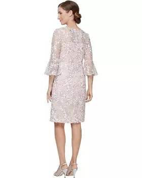 Платье Alex Evenings Short Embroidered Sheath Dress, цвет Shell Pink
