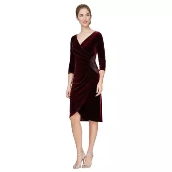 Платье Alex Evenings, Short Surplice Neckline Sheath Dress with Tulip Skirt