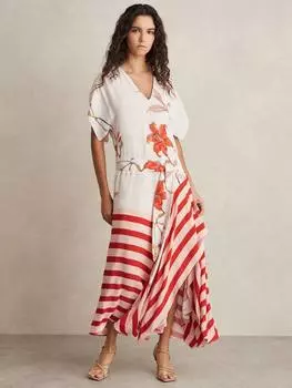 Платье алисии в цветочную полоску Reiss, цвет Ivory/Red