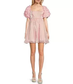 Платье Allison & Kelly с короткими рукавами и присборенной спиной, с завышенной талией и розеткой, розовый