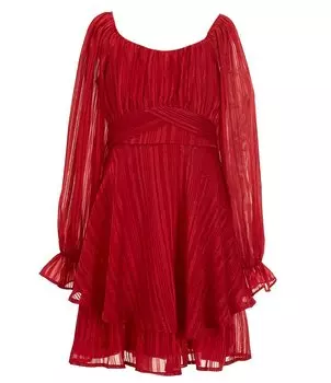 Платье Allison & Kelly в темную полоску с люрексом для больших девочек 7–16 лет, красный