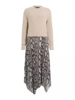 Платье AllSaints Donatella, цвет Ecru/Dark grey