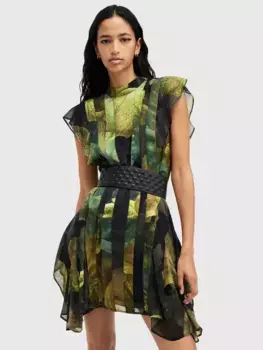 Платье AllSaints Fleur Floral Mini, цвет green/multi