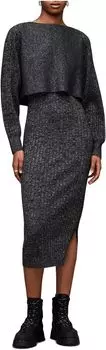 Платье AllSaints Margot Sparkle Dress, цвет Black/Silver