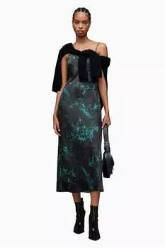 Платье Allsaints Melody с зигзагом All Saints, зеленый