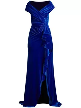 Платье Alvarez Velvet Waterfall Drape Tadashi Shoji, синий