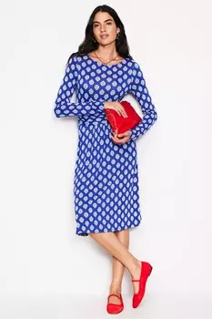 Платье Амели с длинными рукавами Boden, синий