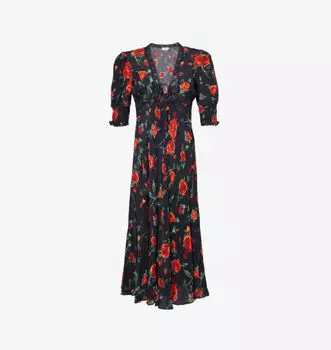 Платье Amina миди с рукавами 1/4 Rixo, черный