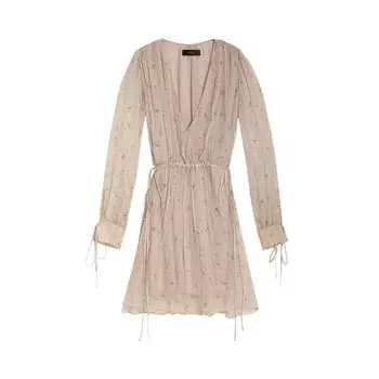 Платье Amiri Floral Print Chiffon Short Dress, бежевый