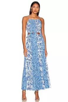 Платье AMUR Holland Tie Pleated, цвет Mykonos Blue Porcelain