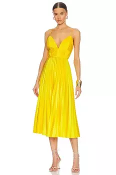 Платье AMUR Viv Mitered Pleating, цвет Yellow Tang