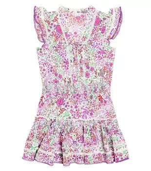 Платье anais с цветочным принтом и оборками Poupette St Barth Kids, фиолетовый