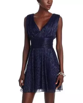 Платье AQUA с глубоким V-образным вырезом, синий