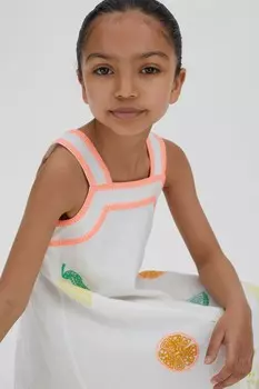 Платье Арабелла из хлопка и льна с английской вышивкой Reiss, белый