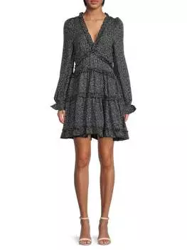 Платье Area Stars с цветочным принтом и оборками, черный