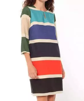 Платье Arezzo в разноцветную полоску Vilagallo, цвет multicolour block stripe dress