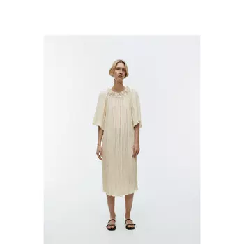 Платье Arket с пышными рукавами, кремовый