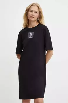 Платье Armani Exchange из хлопка, черный