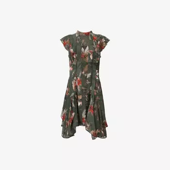Платье асимметричного кроя Allsaints Fleur, хаки