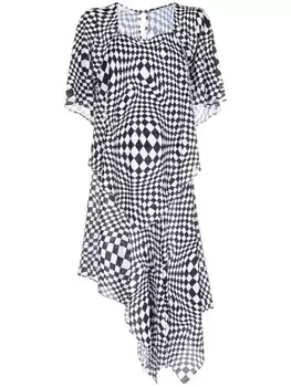 Платье асимметричного кроя с геометричным принтом pushBUTTON, черный