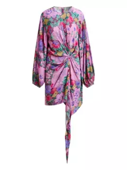 Платье асимметричного кроя с объемными рукавами Essentiel Antwerp, фиолетовый