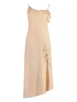 Платье асимметричного кроя с оборками VICTORIA BECKHAM, нейтральный