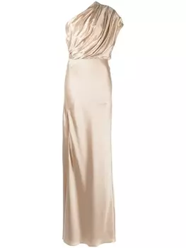 Платье асимметричного кроя с открытой спиной Michelle Mason, коричневый