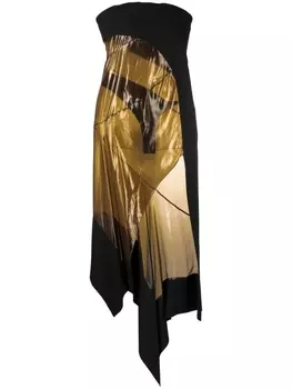 Платье асимметричного кроя с прозрачной вставкой Mugler, черный