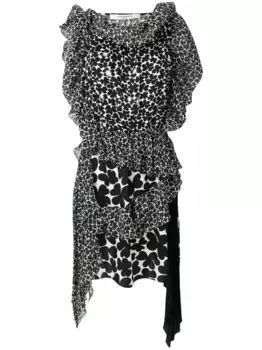 Платье асимметричного кроя с узором Givenchy, черный