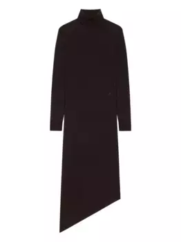 Платье асимметричного кроя с высоким воротником Courrges, коричневый