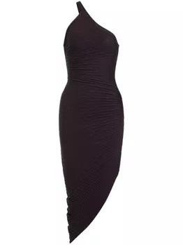 Платье асимметричного кроя со сборками Philosophy Di Lorenzo Serafini, коричневый