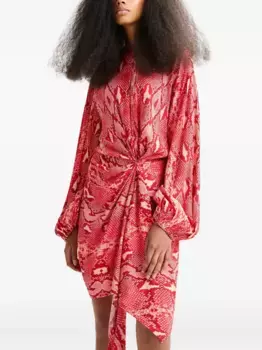 Платье асимметричного кроя со змеиным принтом Essentiel Antwerp, красный