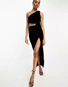Платье Asos Design Tall Velvet Knot Detail Midaxi With Cut Out Detail, фиолетовый