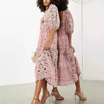 Платье Asos Edition Broderine Twist, розовый