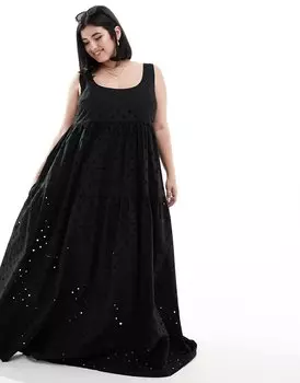 Платье Asos Edition Curve Broderie, черный