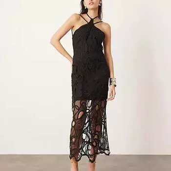 Платье Asos Edition Embroidered Abstract, черный
