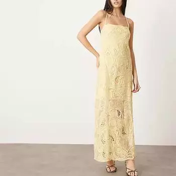Платье Asos Edition Embroidered Cut Work, желтый