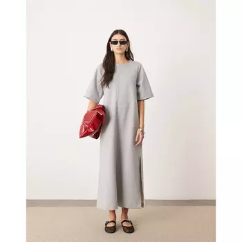 Платье Asos Edition Heavy Weight Jersey Boxy With Seam Detail, серый