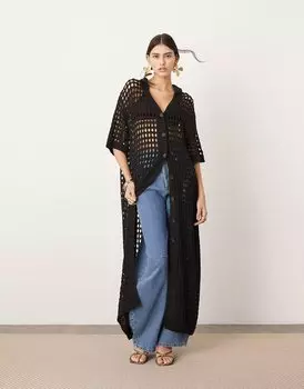 Платье Asos Edition Knitted Button Through, черный