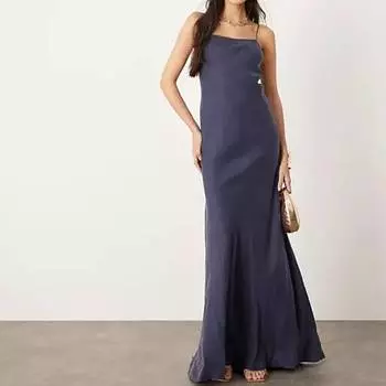 Платье Asos Edition Maxi Cupro, темно-синий