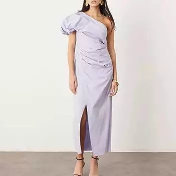 Платье Asos Edition One Shoulder Ruched Maxi, сиреневый