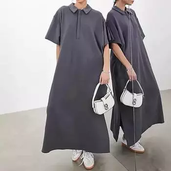Платье Asos Edition Premium Jersey Polo, темно-серый