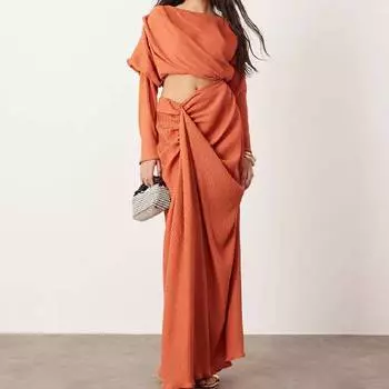 Платье Asos Edition Premium Plisse, темно-оранжевый