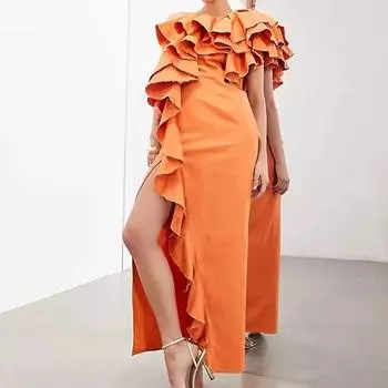 Платье Asos Edition Premium Raw Edge, оранжевый