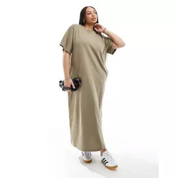 Платье Asos Edition Premium With Pockets, зеленый хаки