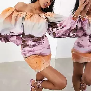 Платье Asos Edition Structured Bardot Mini, желтый