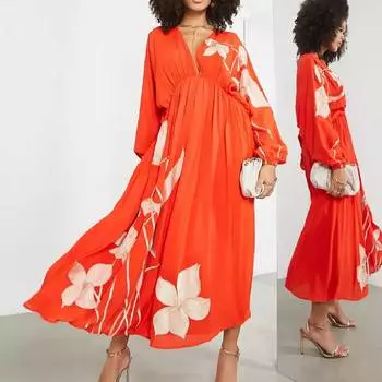 Платье Asos Edition Trailing Tulip Embroidered, красный