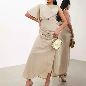 Платье Asos Edition Washed One Shoulder, бежевый